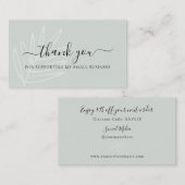 Boho Leaf Sage Green dankt Ihnen für Ihre Bestellu Visitenkarte (Vorne/Hinten)