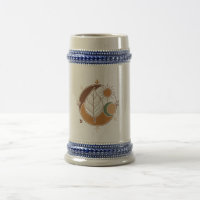 Boho Leaf Sun Moon Tasse | Erdige Töne Abstract