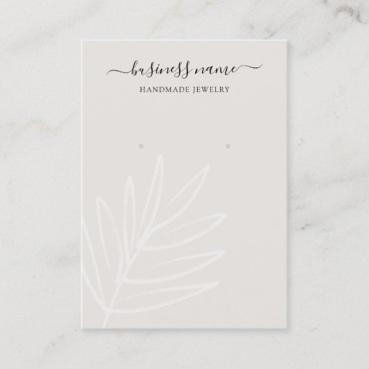 Boho Leaf Taupe Earring Juwelier Display Visitenkarte (Vorderseite)