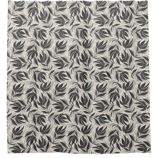 Boho Leaf Verlasse Muster Duschvorhang (Vorderseite)