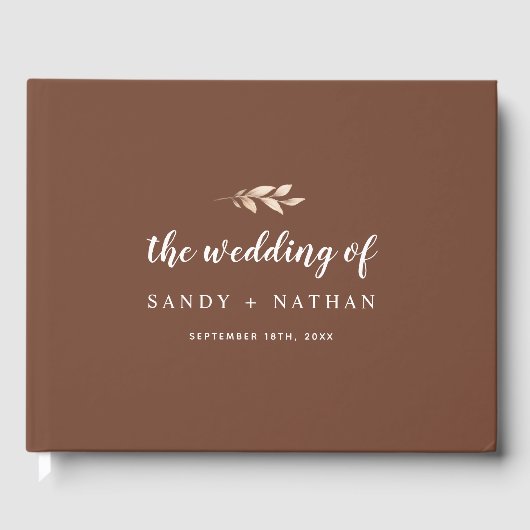 Boho Leaf Wedding Guest Book Gästebuch (Vorderseite)