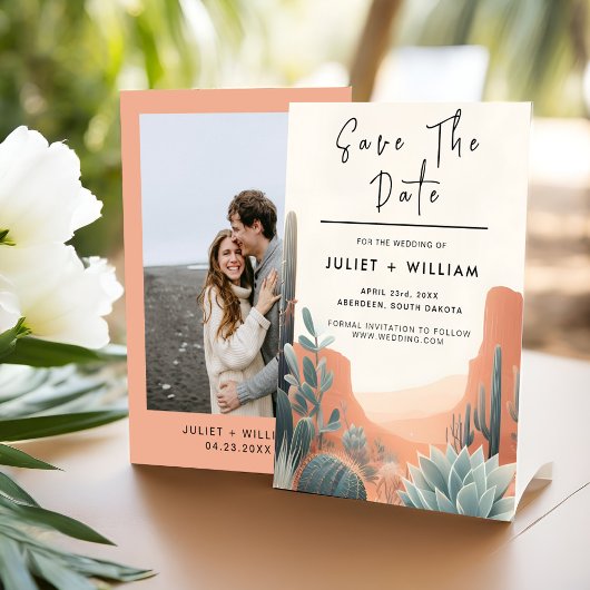 Boho Leaf Wüste Cacti Succulent Wedding Save The Date