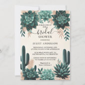 Boho Leaf Wüste Cacti Sukkulentes Brautparty Einladung (Vorderseite)