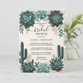 Boho Leaf Wüste Cacti Sukkulentes Brautparty Einladung (Stehend Vorderseite)