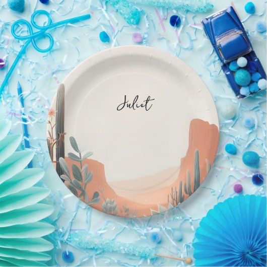 Boho Leaf Wüste Cacti Sukkulentes Brautparty Pappteller (Party)