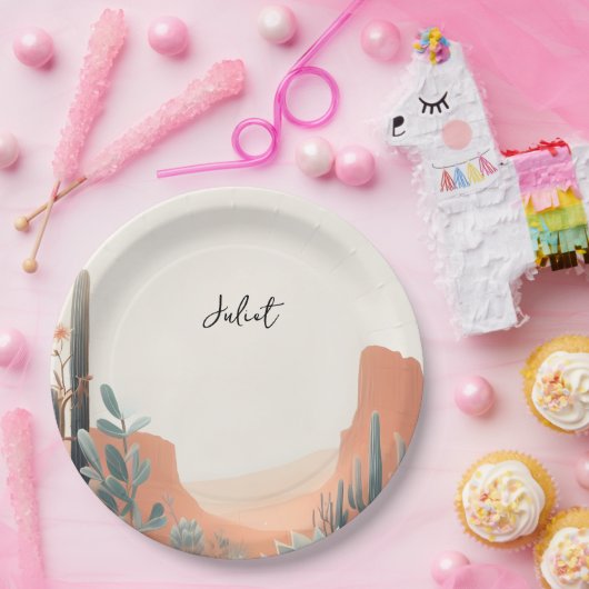 Boho Leaf Wüste Cacti Sukkulentes Brautparty Pappteller (Party)