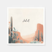 Boho Leaf Wüste Cacti Sukkulentes Brautparty Serviette (Vorderseite)