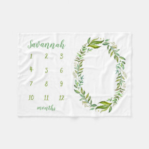 Boho Leaves Personalisierte Baby-Meilenstein-Foto Fleecedecke