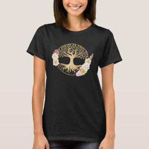 Boho-Lebensbaum mit Blumen Floral keltischer Geist T-Shirt