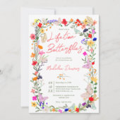 Boho lebenslange Schmetterlinge Wildblume Brautpar Einladung (Vorderseite)