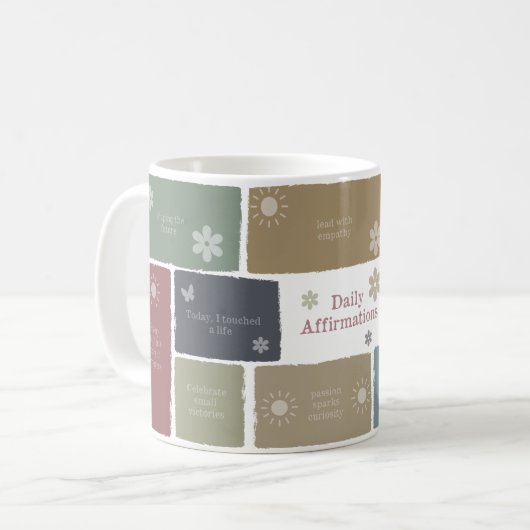 Boho Lehrer Geschenk mit Affirmations und Scrapboo Kaffeetasse (Vorderseite Links)