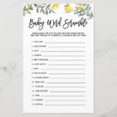 Boho Lemon Baby Word Scramble Baby Showspiel (Vorderseite)