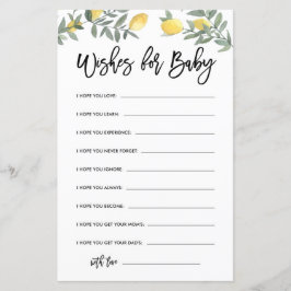 Boho Lemon Babydusche Wünsche für Babykarte