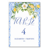 Boho Lemon Blue Mediterrane Kachel Italienische Ho Tischnummer (Rückseite)