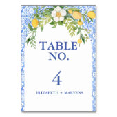 Boho Lemon Blue Mediterrane Kachel Italienische Ho Tischnummer (Rückseite)