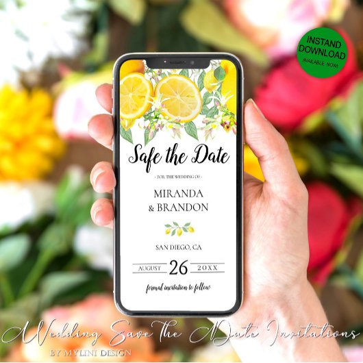 Boho Lemon Hochzeitsankündigung Einladung Evite