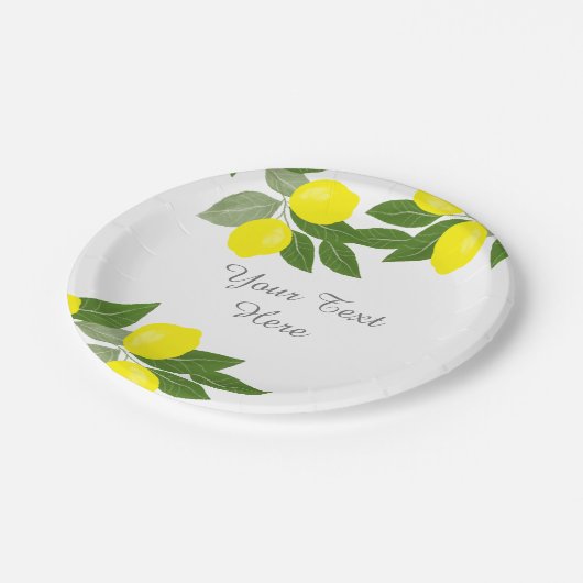 Boho Lemon Party Decorpapierplatte Pappteller (Schrägansicht)