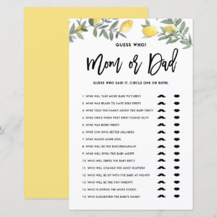 Boho Lemon rät, wer Mama oder Vater Baby Duschspie