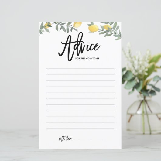 Boho Lemon Ratschlag für die Mama, Baby Shower zu (Stehend Vorderseite)