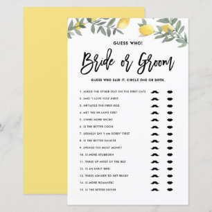 Boho Lemon sagte, sie sagte, Brautparty Game
