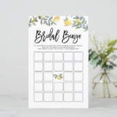 Boho Lemon Summer Brautparty Bingo Game Card (Stehend Vorderseite)