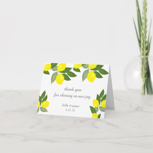 Boho Lemon Wedding danke Ihnen, dass Sie Notecards (Vorderseite)