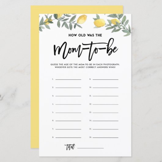 Boho Lemon wie alt war Mama Fotos Baby Showspiel (Vorne/Hinten)