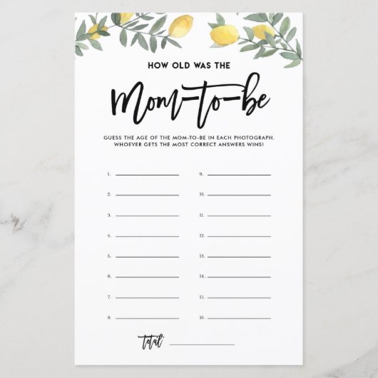 Boho Lemon wie alt war Mama Fotos Baby Showspiel (Vorderseite)