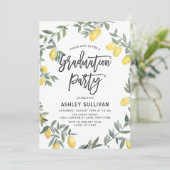 Boho Lemon Wreath Tropical Graduation Party Einladung (Stehend Vorderseite)