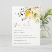 Boho Lemon Yellow Watercolor Brautparty Einladung (Stehend Vorderseite)