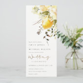 Boho Lemon Yellow Watercolor Floral Wedding Einladung (Stehend Vorderseite)