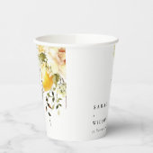 Boho Lemon Yellow Watercolor Floral Wedding Pappbecher (Links)