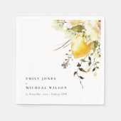 Boho Lemon Yellow Watercolor Floral Wedding Serviette (Vorderseite)