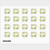 Boho Lemons Hochzeit mit floralen Blumen Quadratischer Aufkleber (Blatt)