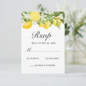 Boho Lemons Hochzeit mit floralen Blumen RSVP Karte (Stehend Vorderseite)