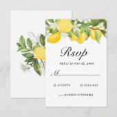 Boho Lemons Hochzeit mit floralen Blumen RSVP Karte (Vorne/Hinten)