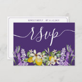 Boho Lemons & Lavender Wedding RSVP (Vorne/Hinten)
