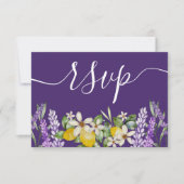 Boho Lemons & Lavender Wedding RSVP Karte (Vorderseite)