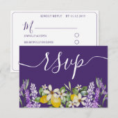 Boho Lemons & Lavender Wedding RSVP Karte (Vorne/Hinten)
