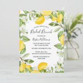 Boho Lemons Watercolor Floral Bridal Brunch Einladung (Stehend Vorderseite)