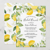 Boho Lemons Watercolor Floral Bridal Brunch Einladung (Vorne/Hinten)