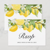 Boho Lemons White Floral Greenerity Wedding RSVP Karte (Vorne/Hinten)