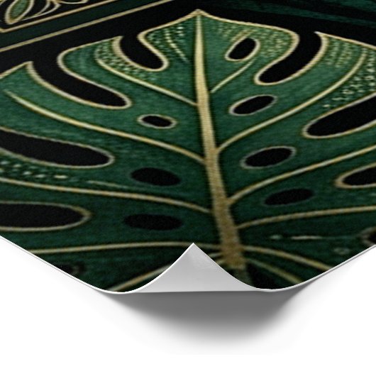 Boho Leopard Botanical Poster | Gold Line Art  (Ecke)