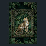 Boho Leopard Botanical Poster | Gold Line Art<br><div class="desc">Add a touch of elegant wilderness to your space with this Art Deco Leopard Jungle Poster. Featuring a beautifully stylized leopard sitting within a geometric emerald green arch, this dark botanical wall art is perfect for eclectic and boho home interiors. The intricate gold line art and lush tropical leaves create...</div>