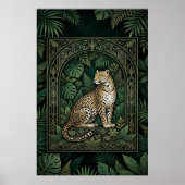Boho Leopard Botanical Poster | Gold Line Art  (Vorne)