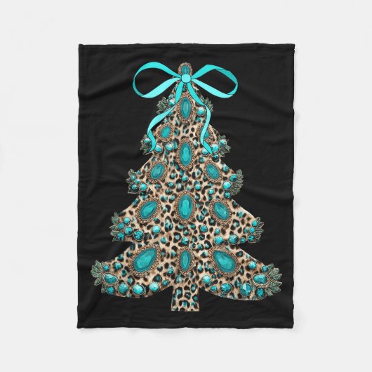 Boho Leopard Christmas Tree Cheetah Print Coquette Fleecedecke (Vorderseite)