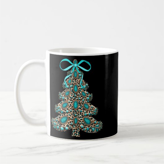Boho Leopard Christmas Tree Cheetah Print Coquette Kaffeetasse (Links)