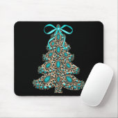 Boho Leopard Christmas Tree Cheetah Print Coquette Mousepad (Mit Mouse)