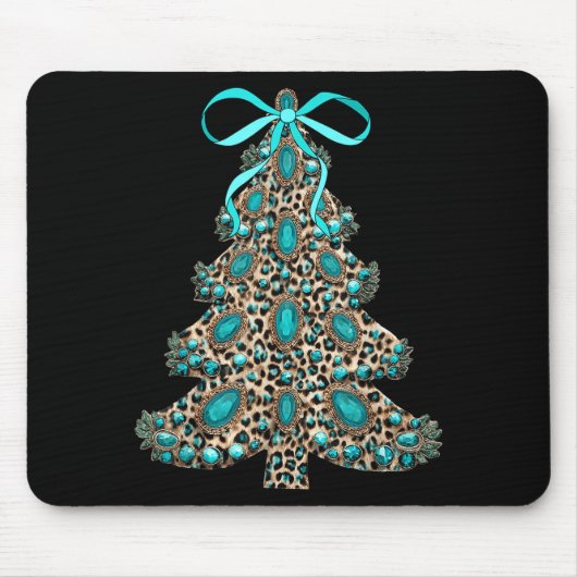 Boho Leopard Christmas Tree Cheetah Print Coquette Mousepad (Vorne)