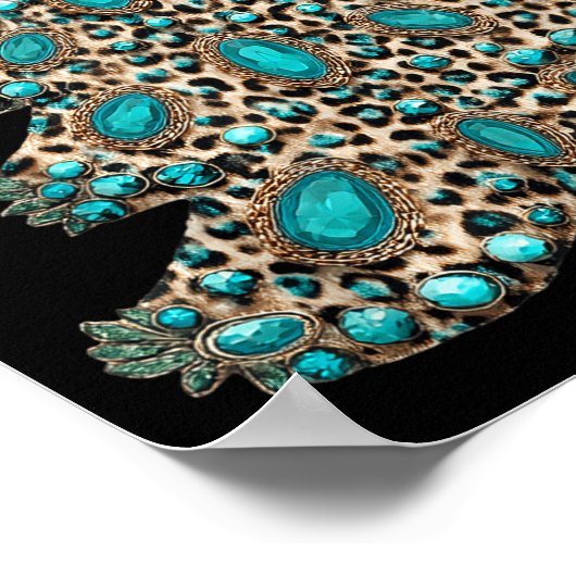 Boho Leopard Christmas Tree Cheetah Print Coquette Poster (Ecke)